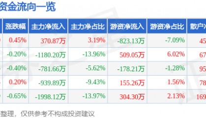 股票行情快报：人民网（603000）7月8日主力资金净买入370.87万元
