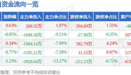 股票行情快报：生意宝（002095）8月5日主力资金净买入260.32万元