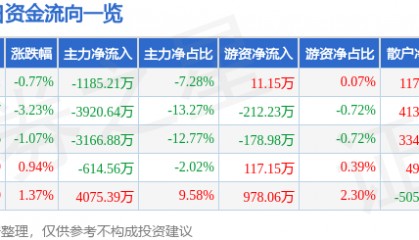 股票行情快报：生意宝（002095）7月31日主力资金净卖出1185.21万元